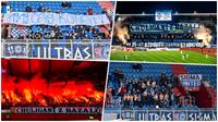 V Ostrav se slavilo alespo v hlediti... Chuligni z Bazal! Jedna vlajka - stovky nsledovnk. Po 25 let ozdobou eskch stadion. Sigma s npisy - as konat! as Odejt!